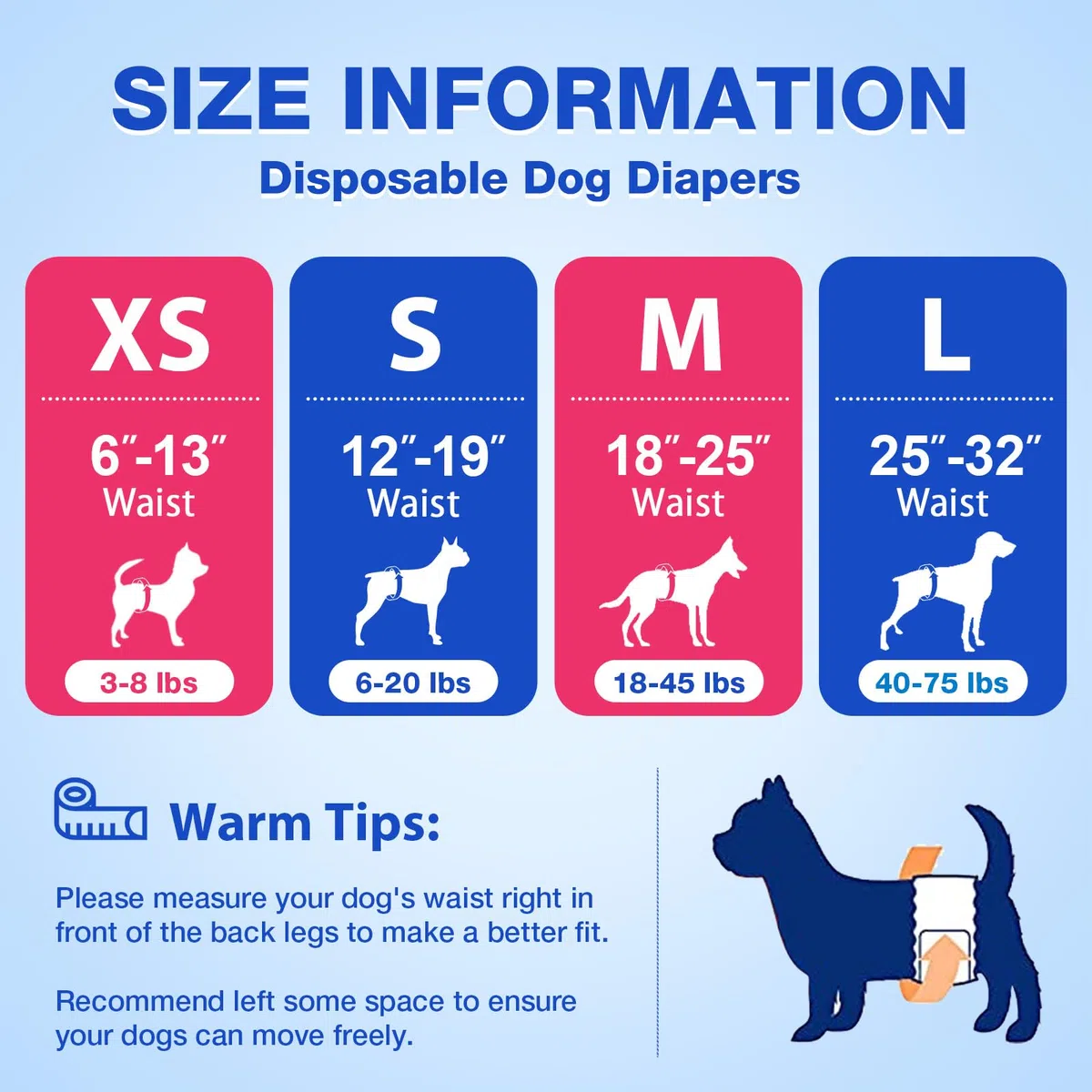 MICOOYO Pannolini usa e getta per cani maschi – Pannolini ad alta assorbenza per incontinenza con indicatore di umidità (XS, Confezione da 50)