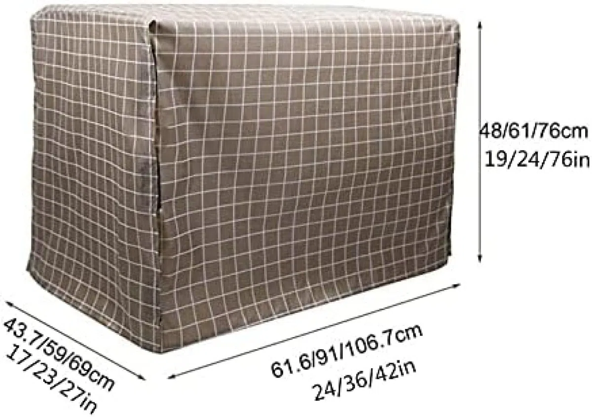 Keneel, copertura per gabbia per cani, ventilata, insonorizzata, in poliestere resistente, a doppia porta, a quadri, 61 cm