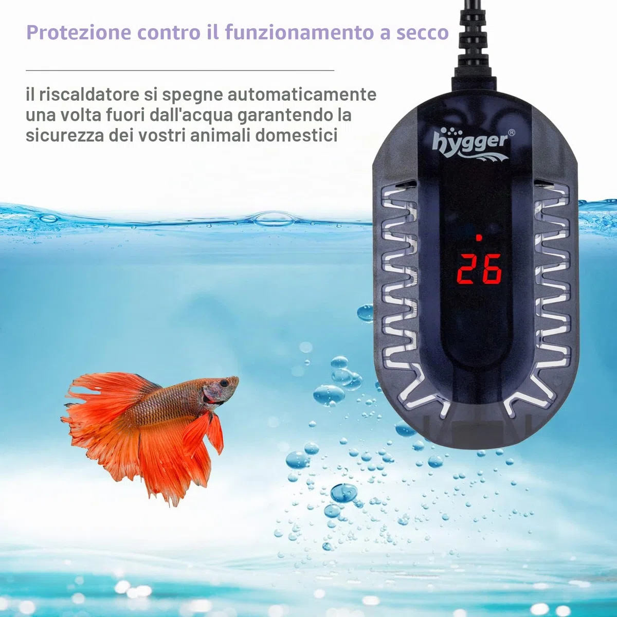 hygger Riscaldamento per Acquario, Mini Riscaldatore per Acquario 50 W Riscaldamento Regolabile per Acquario con Controller Esterno e Termometro Integrato per 1-24L