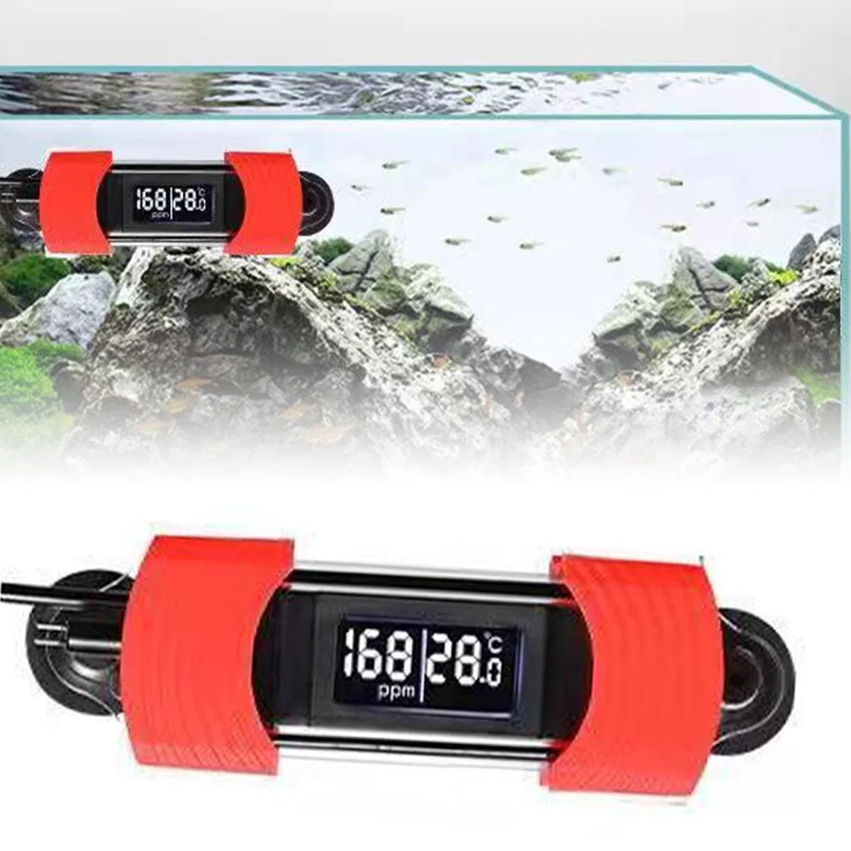 Termometro per Acquario Display Digitale HD Alimentato Tramite USB Tipo di Calibrazione Impermeabile Termometro per Acquario per Acqua di Mare (con il test della
