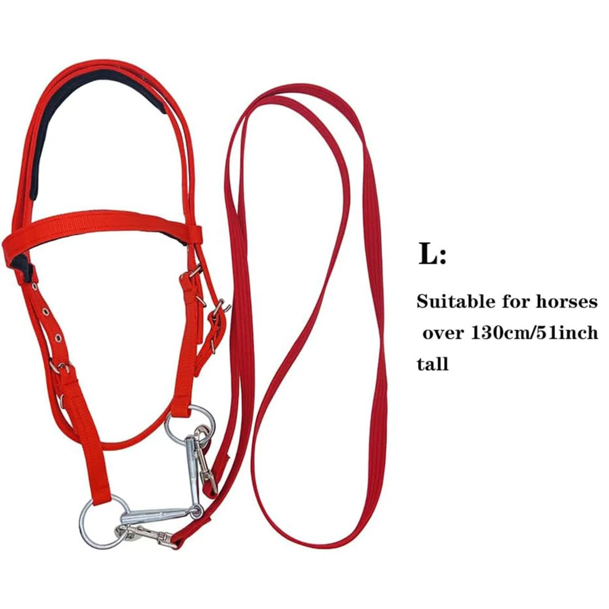 Briglia Per Cavallo - Testiera Per Briglia Da Equitazione, Redini Regolabili Antistrappo Per Adulti | Forniture Per Capezzina Per Filetto Equestre | Redini Rosse Con Doppia Fettuccia Per Uso A Lungo T