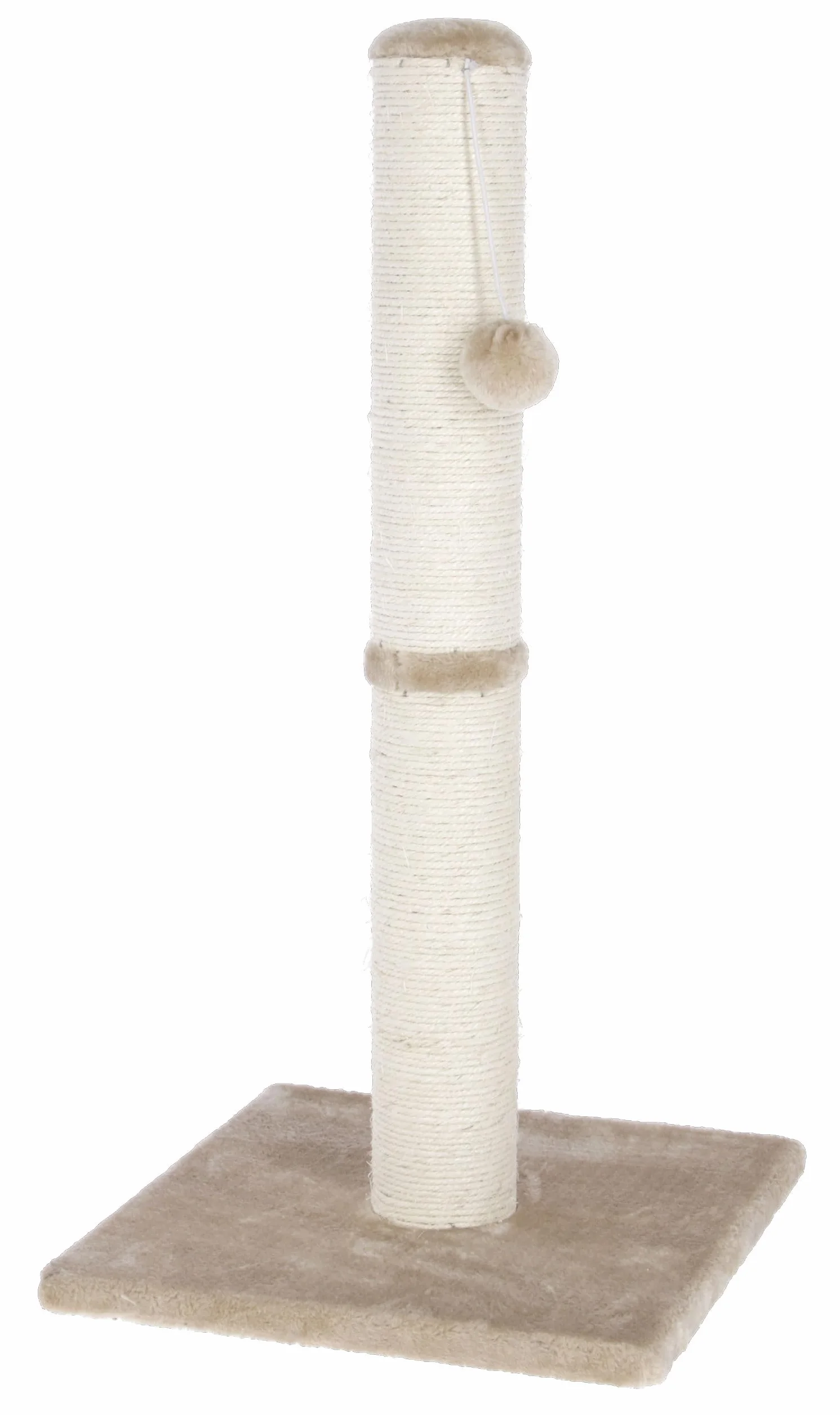 Kerbl Pet tiragraffi Opal Maxi, Beige, Sisal Naturale, 38 x 38 x 78 cm, per gatti di taglia piccola e normale, con corda in sisal per la cura delle unghie e pallina in peluche.