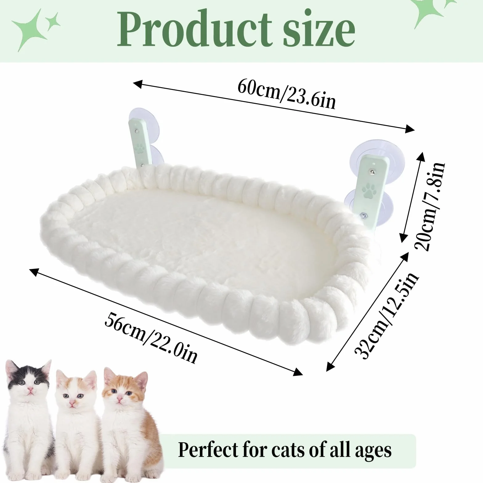 Lettino per Gatti, per finestre, per Gatti, Amaca con Rivestimento Reversibile e Ventose, Stabile Struttura in Acciaio, Fino a 18 kg, per Gatti Domestici e Cani di Piccola Taglia