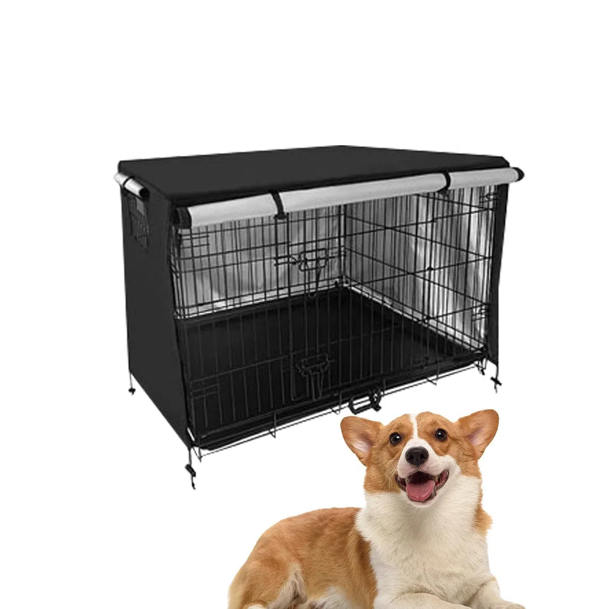 Generic Copertura per Gabbia per Cani, Impermeabile, Lavabile, Aperta su Tutti i Lati, Traspirante, Protezione UV, Facile da Montare, per Cani di Taglia Media