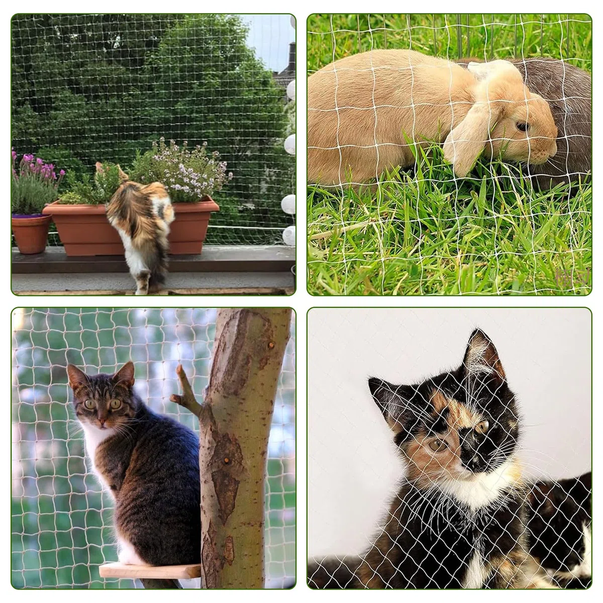 Rete per gatti per balcone – 10 x 3 m rete per gatti rinforzata con nylon ad alta resistenza senza foratura, rete per gatti con corda di fissaggio e accessori, per balconi e finestre