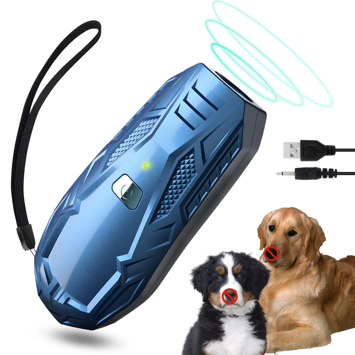 Ultrasuoni per Cani, Antiabbaio per Cani Portatile con Frequenza Variabile 15-25kHz, Dispositivo Anti Abbaio per Cani 5m, 1800mAh Ricaricabile USB per Addestramento