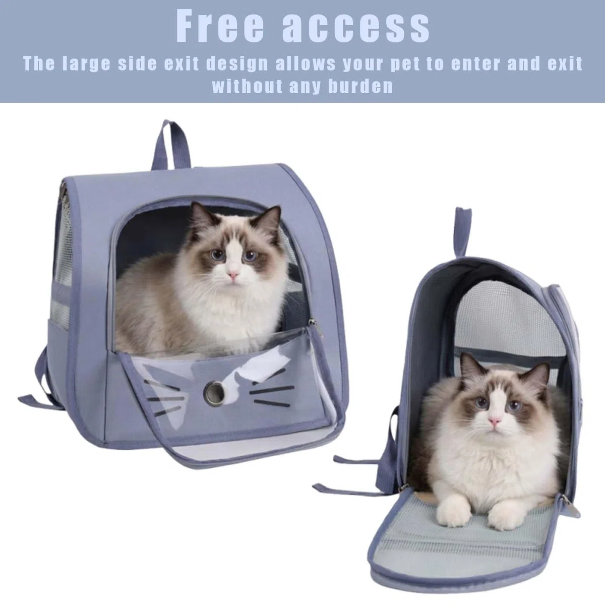 Zaino per Cani e Gatti,Zaino per Animali Domestici,Trasportino Zaino per Cani Gatti,Zaino Gatto per Viaggo e Campeggio,Trasportino Gatto,Per piccoli animali domestici come gatti e cani (blu)