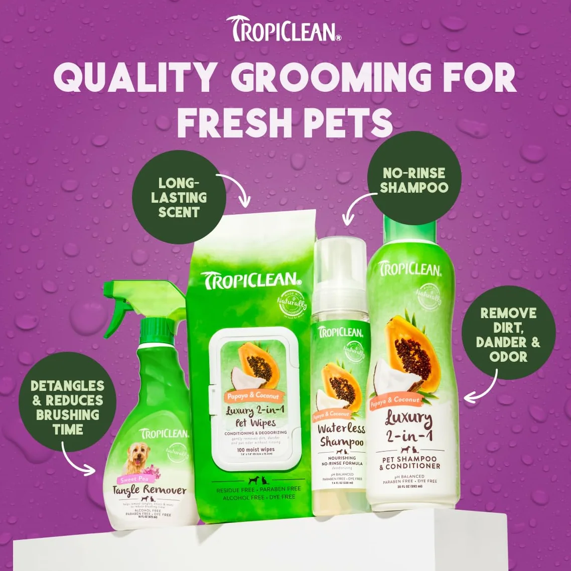 Tropiclean - Shampoo per Animali, con Papaya e Cocco