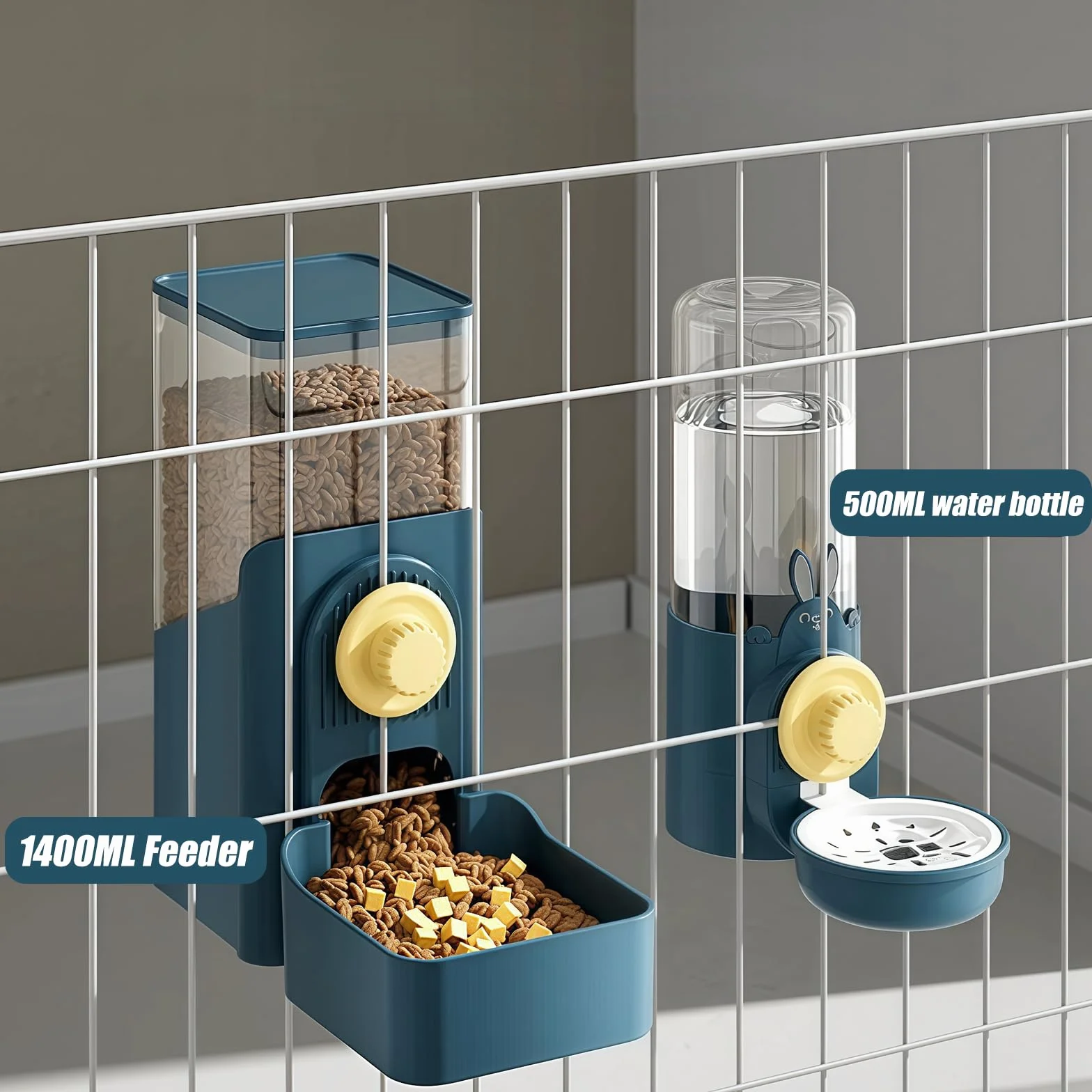 Gabbia sospesa, dispenser di acqua per animali domestici: contenitore per animali domestici, distributore automatico di cibo per gatti, conigli, cani, porcellini d'India