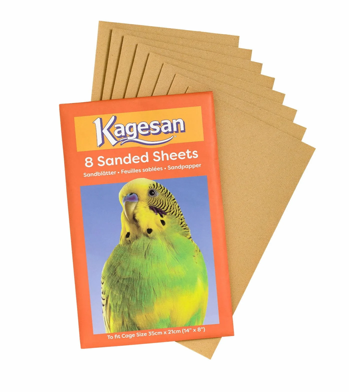 3 PACK Kagesan, fogli di carta sabbiata per gabbie per uccelli, 24 fogli, 35 x 21 cm, 14 x 8 cm