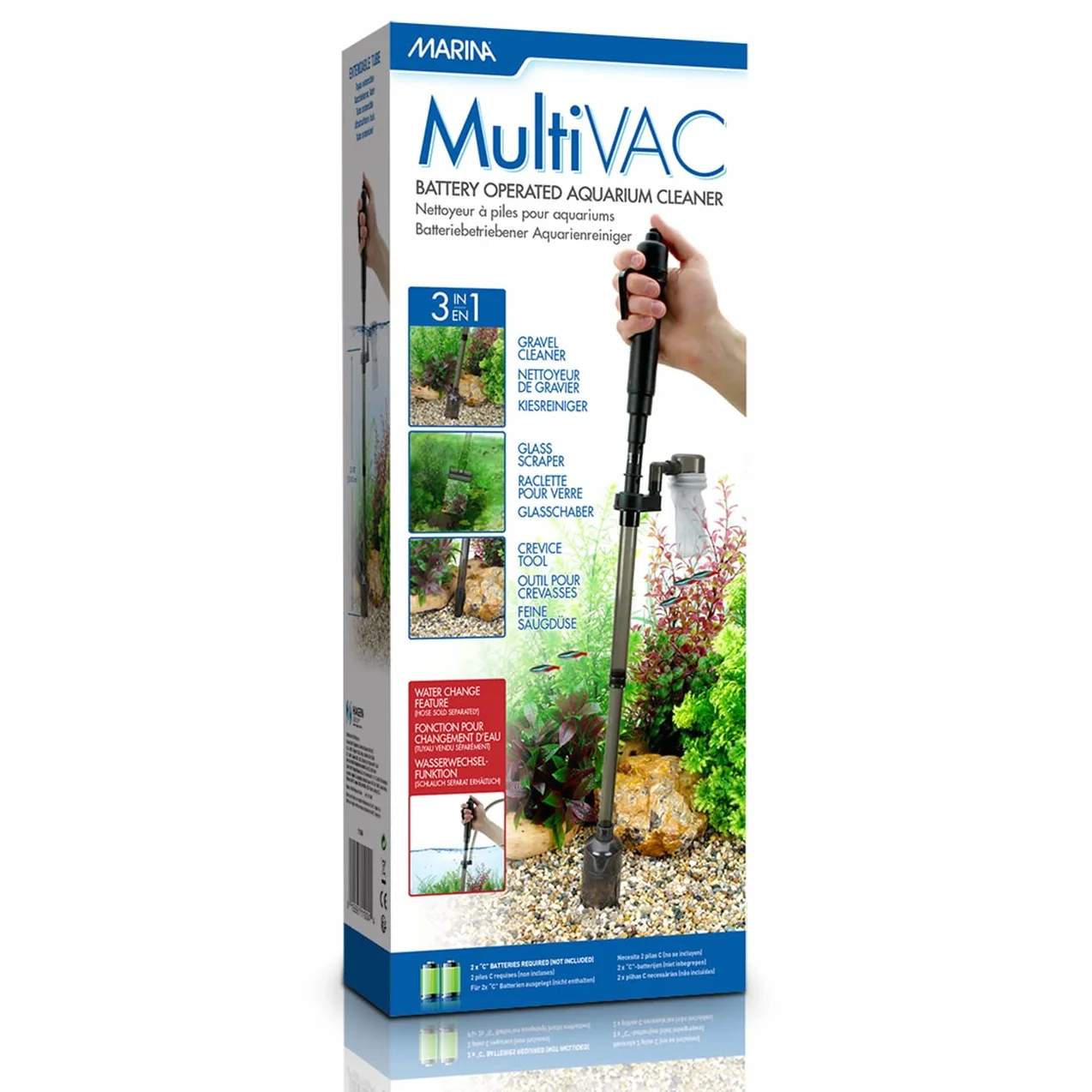 Marina Pulitore per acquari Multi-Vac 3 in 1 a batteria, nero