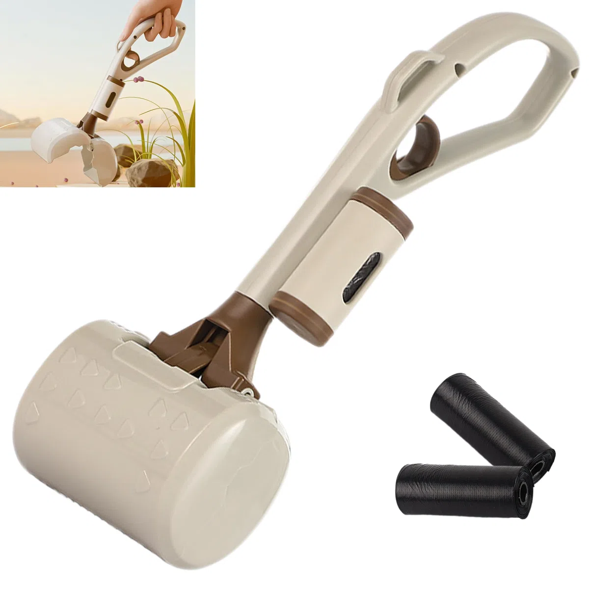 Pooper Scooper Cane Raccogli Cacca - Set di 3 Pezzi, Paletta per Cacca Cani con Manico, può Essere Utilizzato per Raccogliere Le Feci degli Animali Domestici e Altri Rifiuti