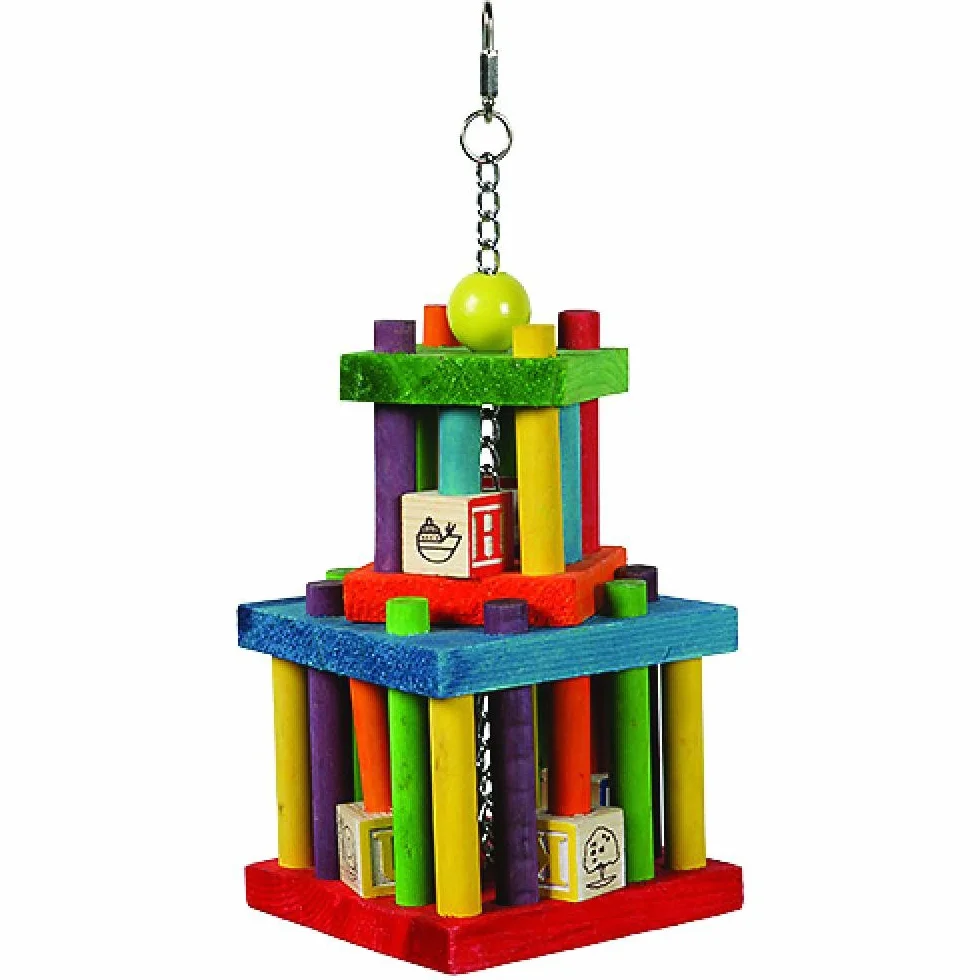 happypet mattoncino da Costruzione in Legno per Labirinto, Gioco interattivo, Non tossico, colorato, da Appendere, Facile da Usare, per pappagalli in Gabbia, calopsitte