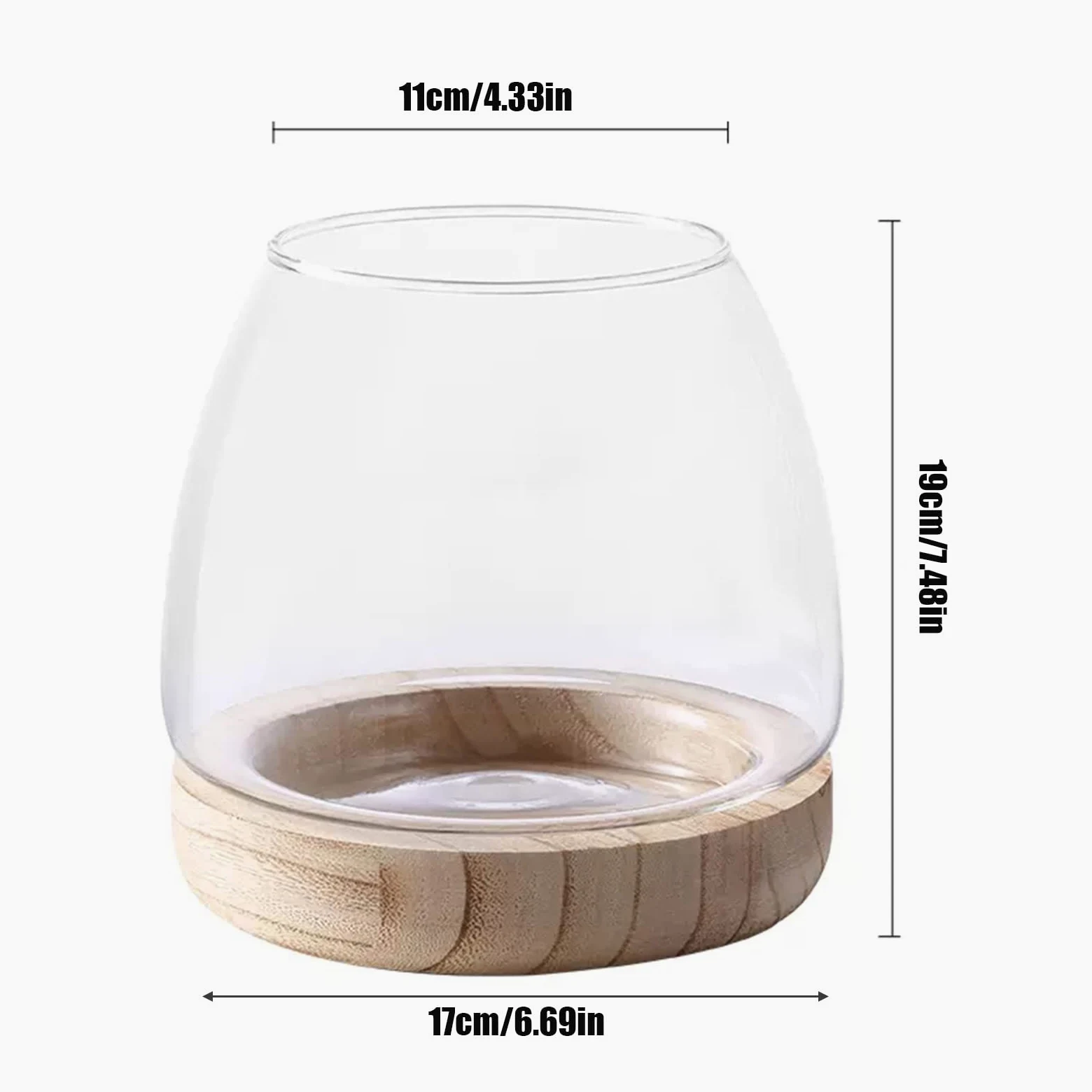 Mini Acquario in Vetro - Piccolo da Ufficio, Vaso Idroponico - Terrario Ecologico - Vaso da Fiori per Piante Betta Pesce Rosso - A