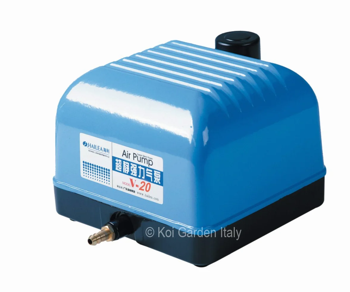 HAILEA Pompa ad Aria, ossigenatore per Acquario e laghetto V20, Fino a 1200 l/h, Pompa a Membrana con alloggiamento in Alluminio
