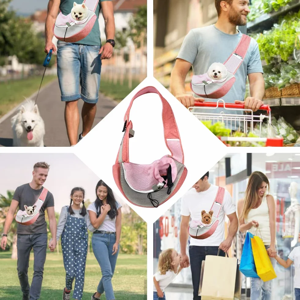 FEimaX Borsa a Tracolla per Animali Domestici, Borsa da Viaggio Regolabile per Cani o Gatti Piccola, da Viaggio, per Viaggi all’aperto, Passeggiate e Metropolitana (S, Rosa)