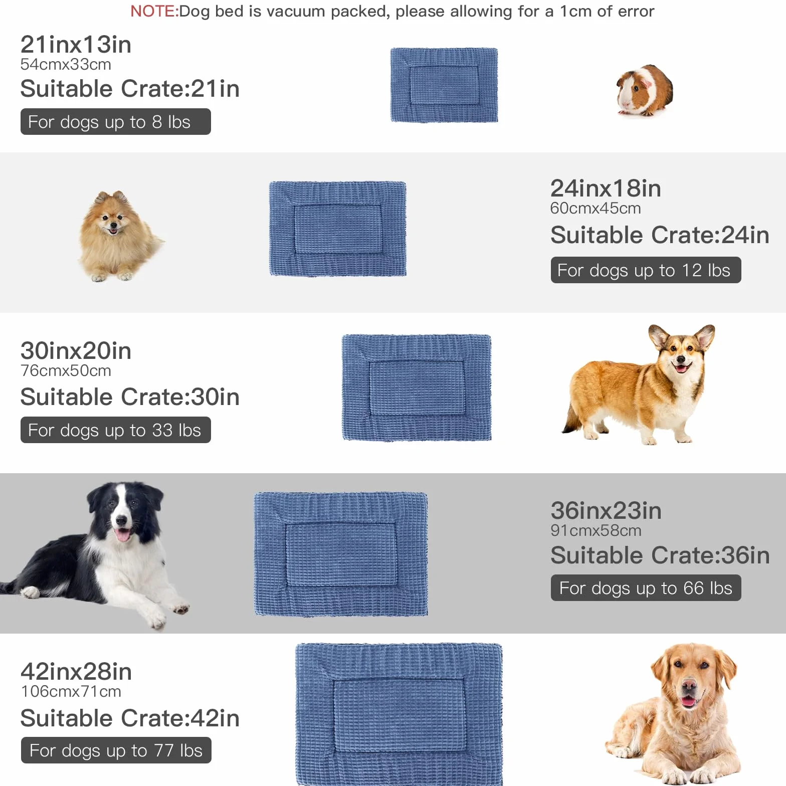 BVAGSS Cuscino per Cane Reversibile, Ultra Morbido Materassino Lavabile, Ortopedico Letto per cani Cuscino Cane Memory Foam Suave y Cálido XH079 (60x45x4cm,Navy)
