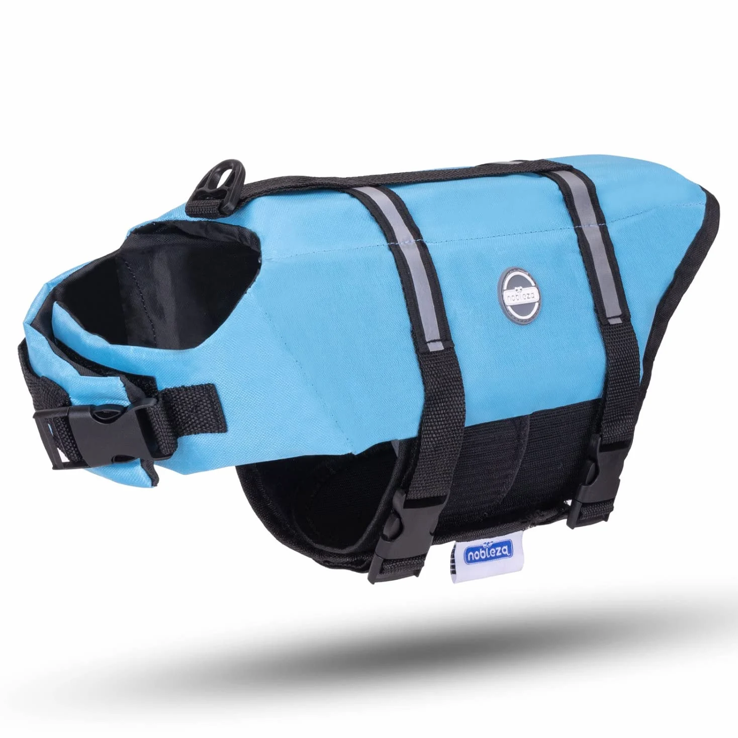 Nobleza - Giubbotto Salvagente per Cani Taglia Grande, Regolabile con Maniglia e Strisce Riflettenti, per Nuoto Surf Canottaggio Barca, Blu (L)