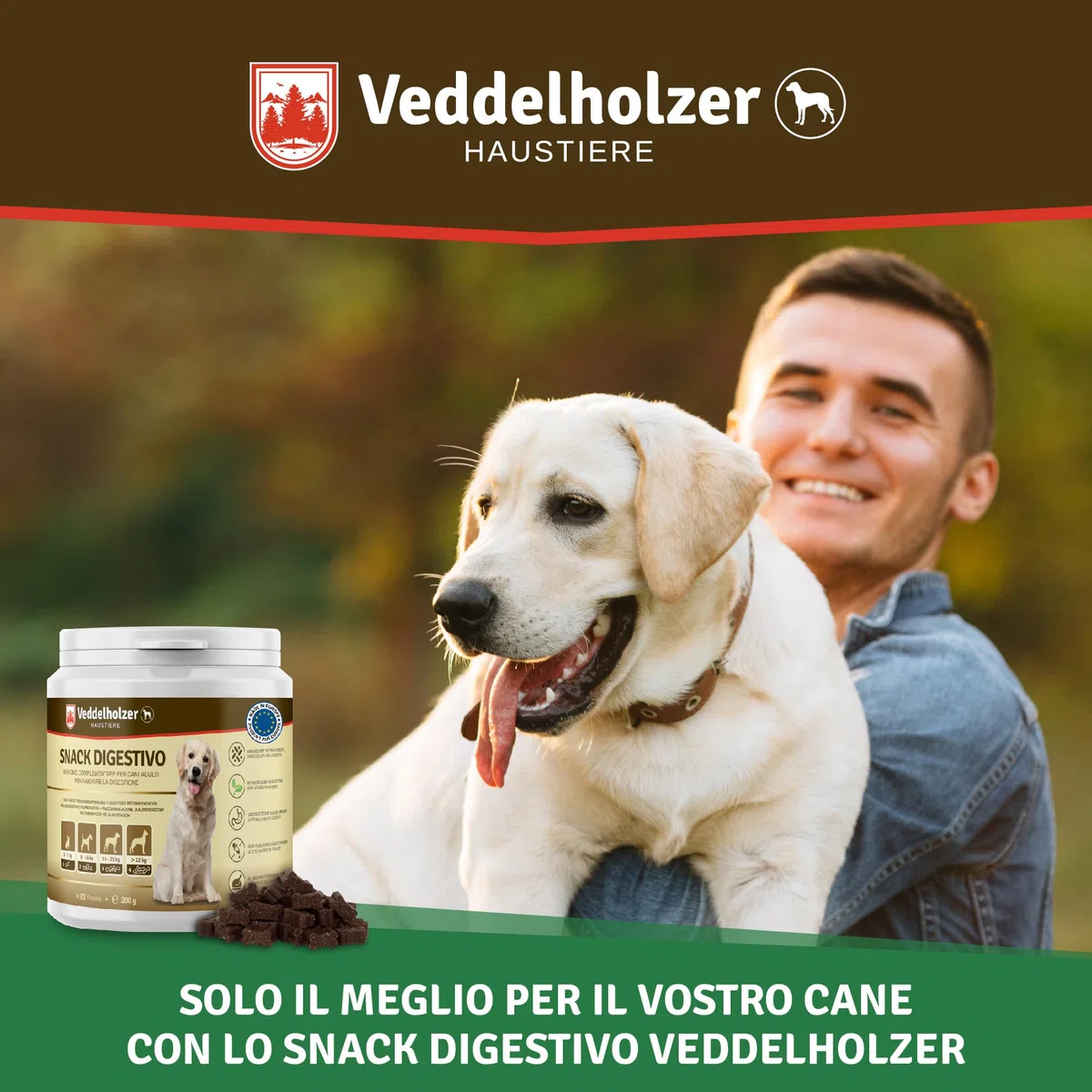 Veddelholzer cane tratta probiotici spuntino digestivo per cani accessori costruire flora intestinale tratta come integratore alimentare con ingredienti naturali