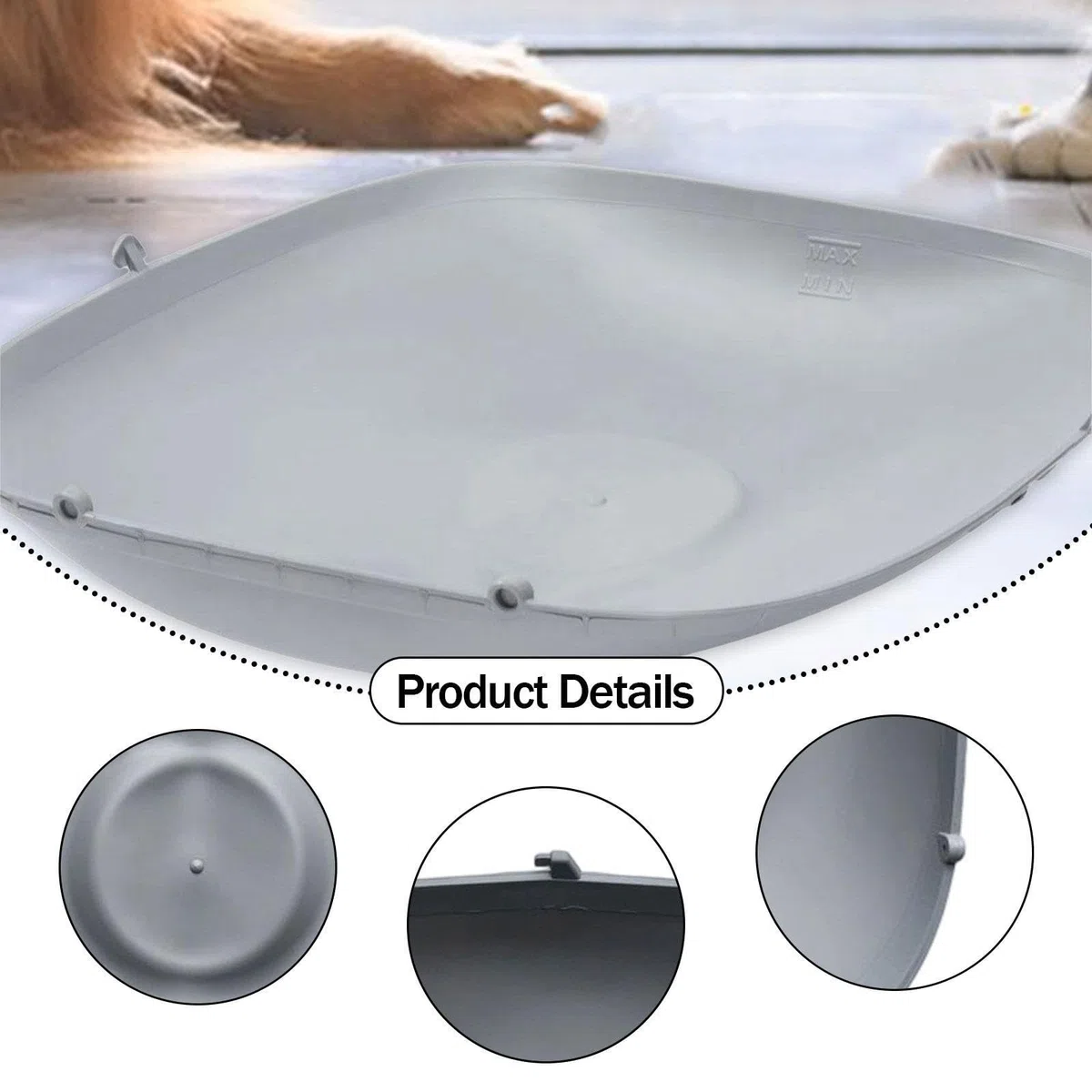 LOVIVER Tappetino in Silicone per Lettiera Autopulente 49,5 X 40x 1 Cm, Tappetino Di Base Più Spesso Antigraffio, Adatto per Lettiera per Gatti Intelligente