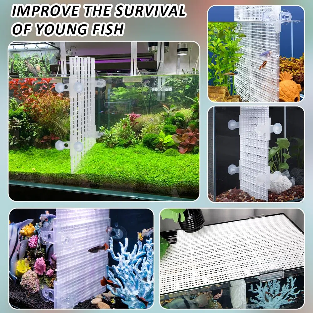 BENECREAT 12 Divisorio in Plastica per Acquario con 24 Ventose, Griglia di Isolamento per Acquario da 30x15cm per Separare I Diversi Pesci, Bianco