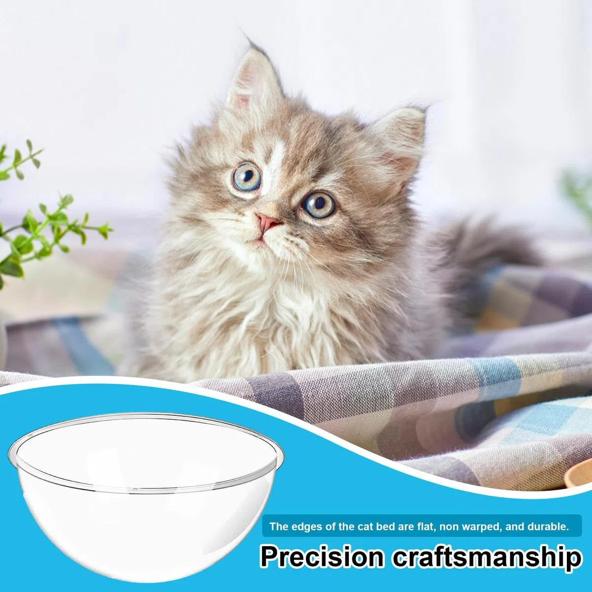 Maciun Letto Spaziale per Gatti in Acrilico Trasparente con Bordo Arrotondato e Cappuccio per Gatti di Qualsiasi Razza