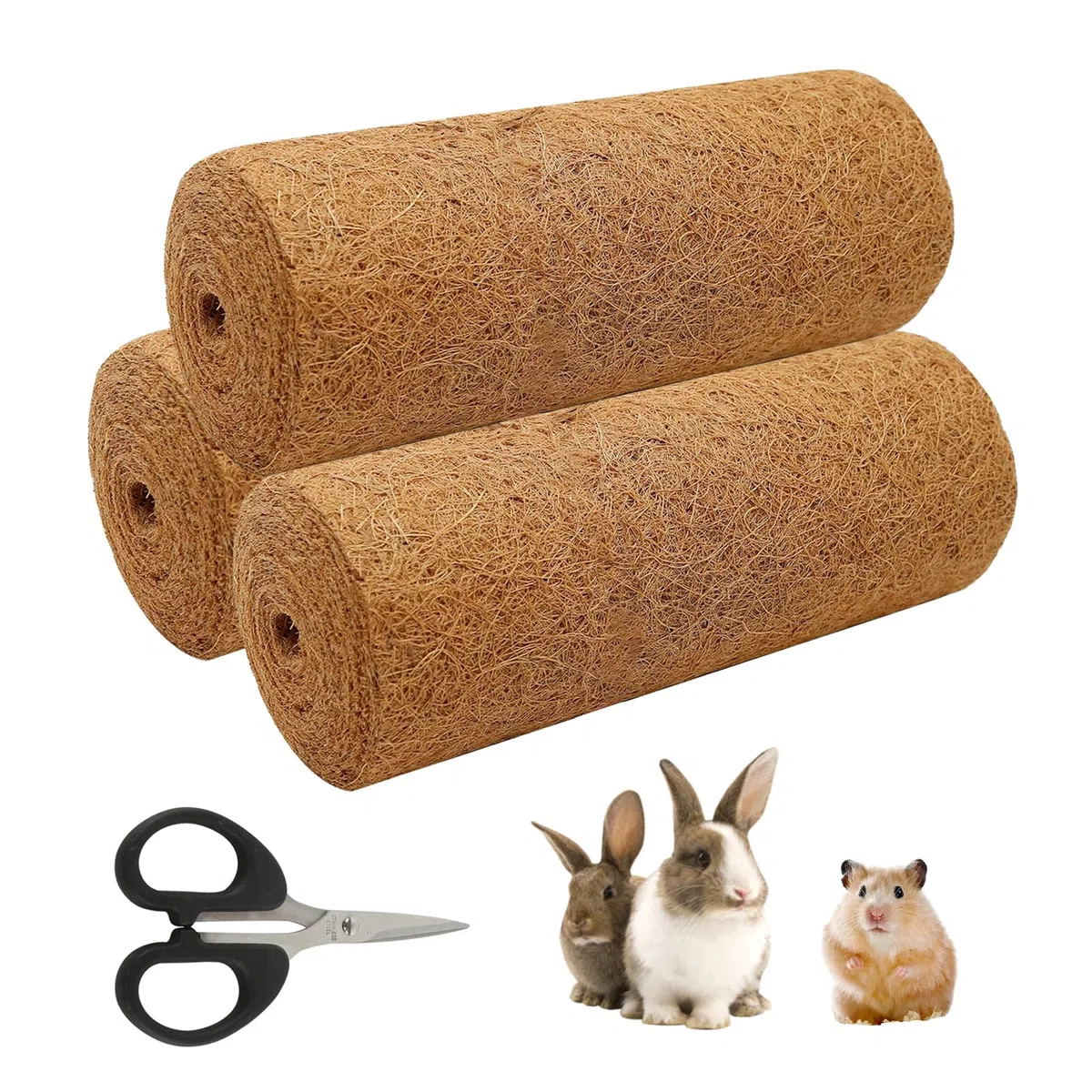 3 pezzi di stuoie di canapa per roditori Tappeto di canapa al 100% in fibre di cocco 100 x 30 cm, assorbono gli odori, per conigli, lepri e criceti Stuoia di canapa Biodegradabile