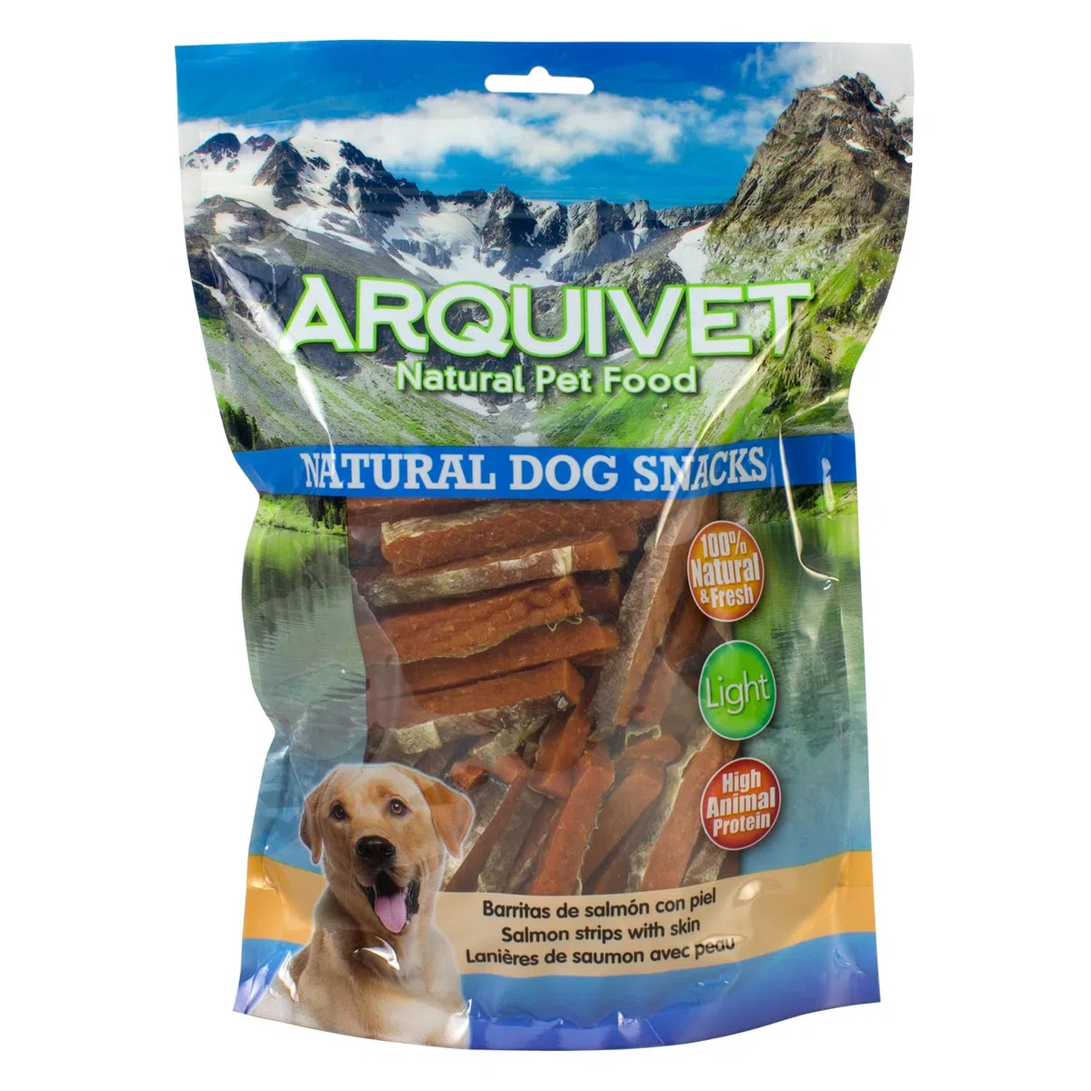 ARQUIVET Straccetti di salmone con pelle - 1 Kg - Snack 100% naturali per cani - prelibatezze per cani - Prodotto leggero - Molto ricco di sostanze nutritive
