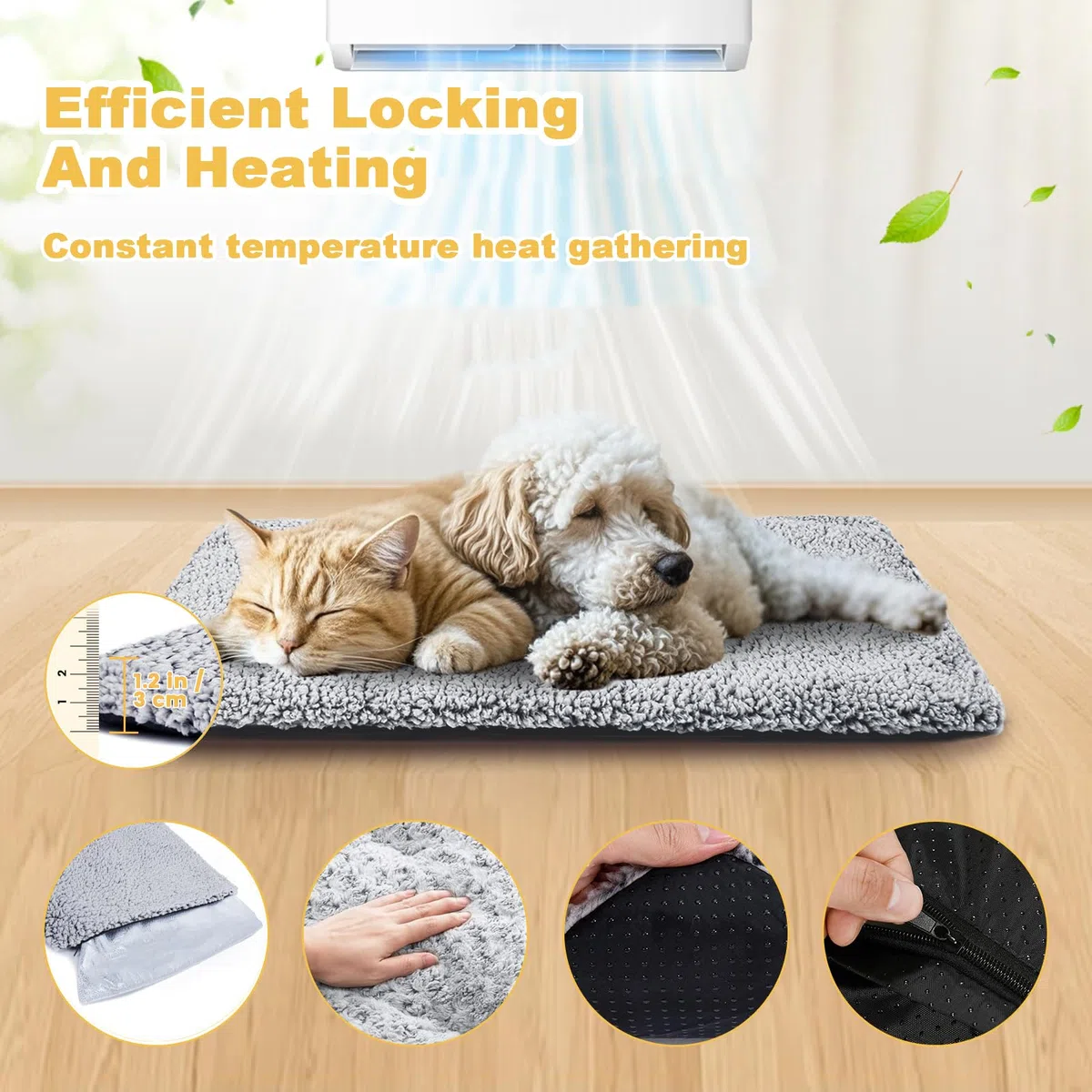 Tappetino Riscaldante per Gatti, Cuscino per Gatti Auto-Riscaldante Senza Elettricità, 88x58cm Cuccia per Gatto Morbido con Base Antiscivolo, Coperta Termica per Cani di Piccola Tagli