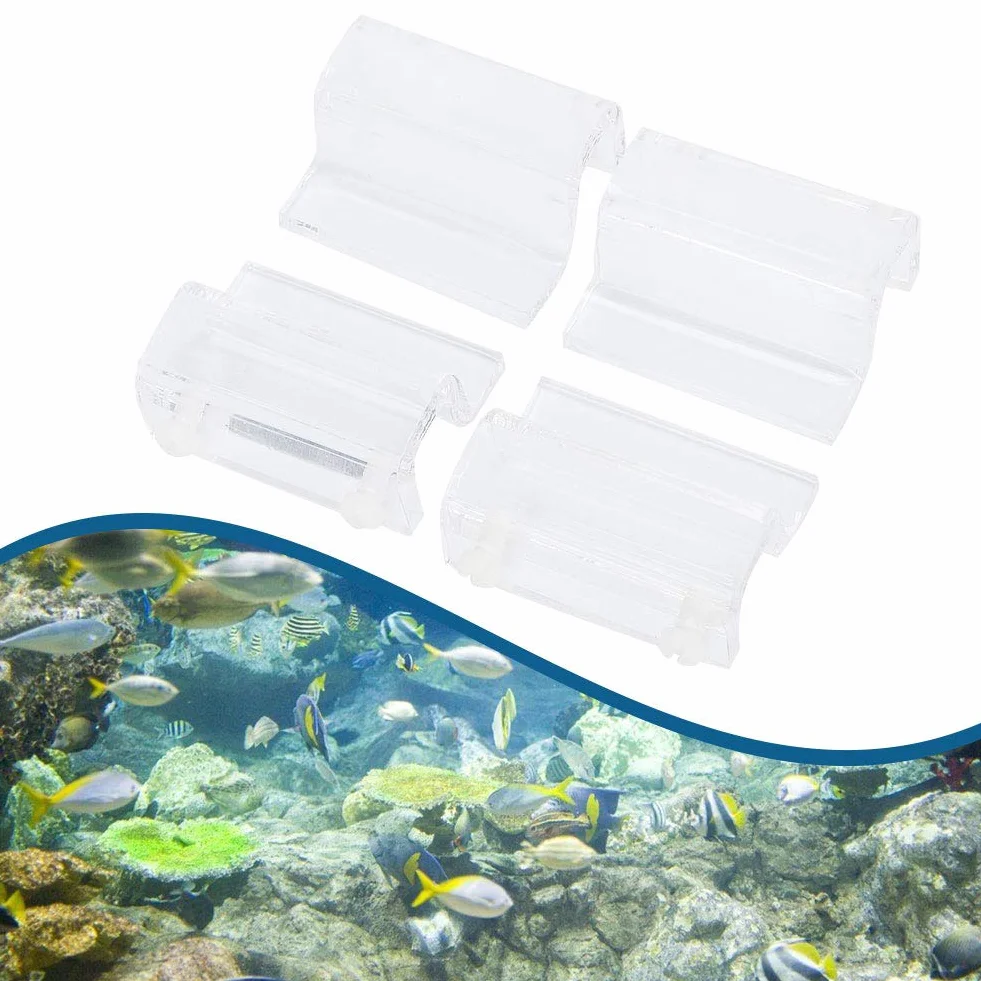 Copertura in vetro per acquario, 4 pezzi, clip per coperchio in vetro per acquari senza montatura, trasparente, supporto per supporto, adatto a vari dimensioni