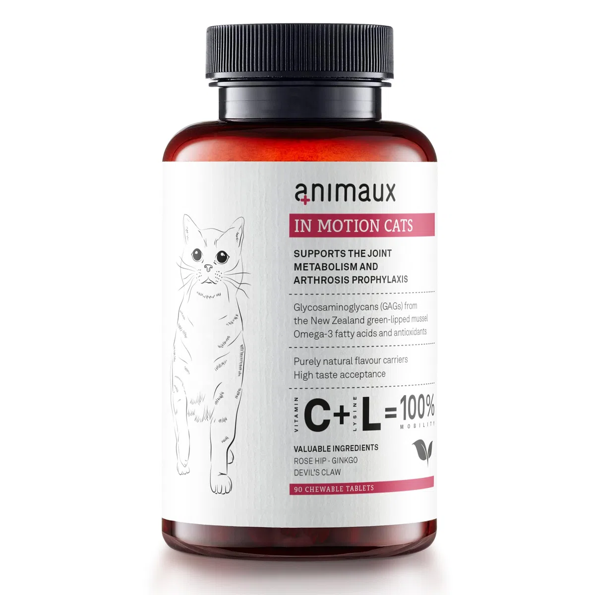 animaux In Motion Cats - Integratore Alimentare per Gatti per Ossa, articolazioni e cartilagini - 60 compresse masticabili - con cozza dalle Labbra Verdi, Artiglio del Diavolo collagene