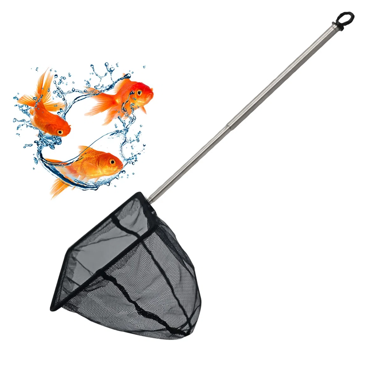 Dokeno Rete da Pesca Telescopica per Acquari e Piscine, Retino Guadino Retrattile, Manico in Acciaio Inox, 7x7cm