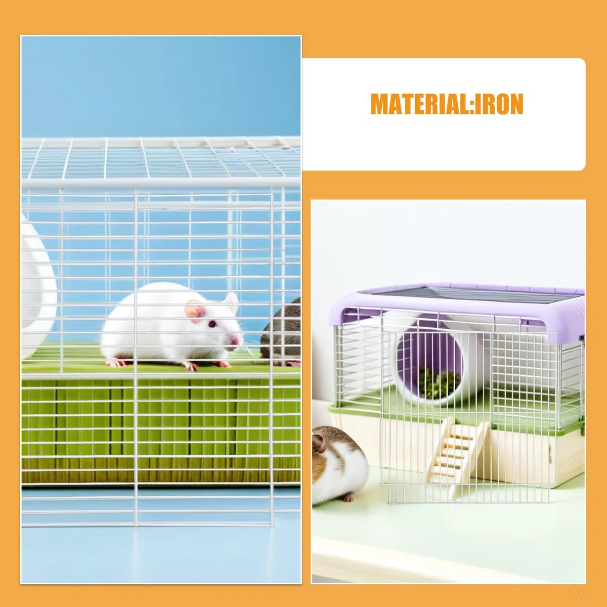 Hohopeti Divisorio per Gabbia per Piccoli Animali in Ferro Bianco 2 Pezzi, Pannello Separatore Robusto e Trasparente per Habitat Domestici e Animali da Compagnia
