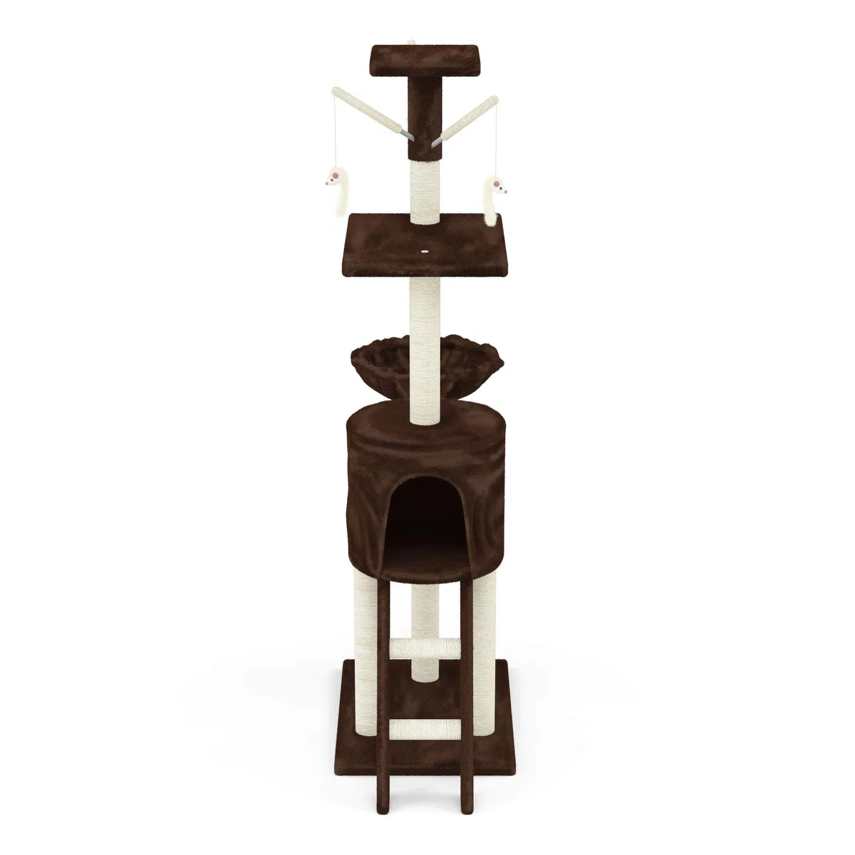Beltom® TIRAGRAFFI per Gatti 140 CM Gioco Parco Giochi Cuccia Gatto GRAFFIATOIO SISAL Albero Tira Graffi Palestra - Marrone