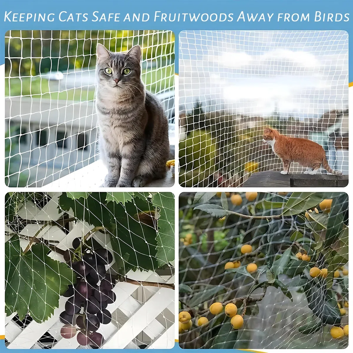 Rete per Gatti Balcone,3*10m Rete per Gatti,Rete Anti Uccelli, Anti piccioni,Rete da Giardino,Colore Trasparente,Leggero ma Resistente,può Essere riutilizzato per Proteggere Animali Domestici Piante