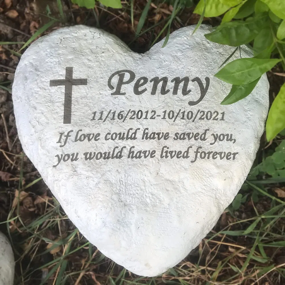 CUDMORERBE Pietra da giardino commemorativa per animali domestici, pietra da giardino personalizzata per cani o gatti, regali per la perdita di animali domestici, sia testo che modello possono essere