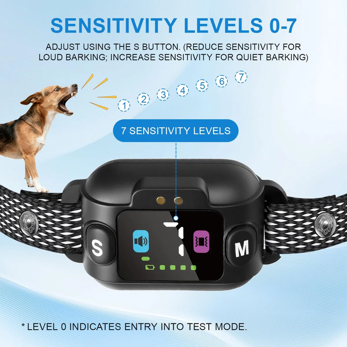 Collare Antiabbaio per Cani - Collare Addestramento Cani, Collare Anti Abbaio Cani, 7 livelli di intensità regolabili, impermeabile IP67, per cani di piccola taglia
