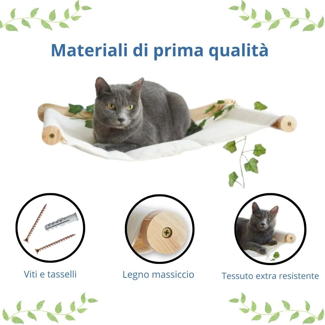 Amaca a parete per gatti robusta e confortevole - Lo scaffale porta fino a 12 kg - ideale per massimizzare lo spazio