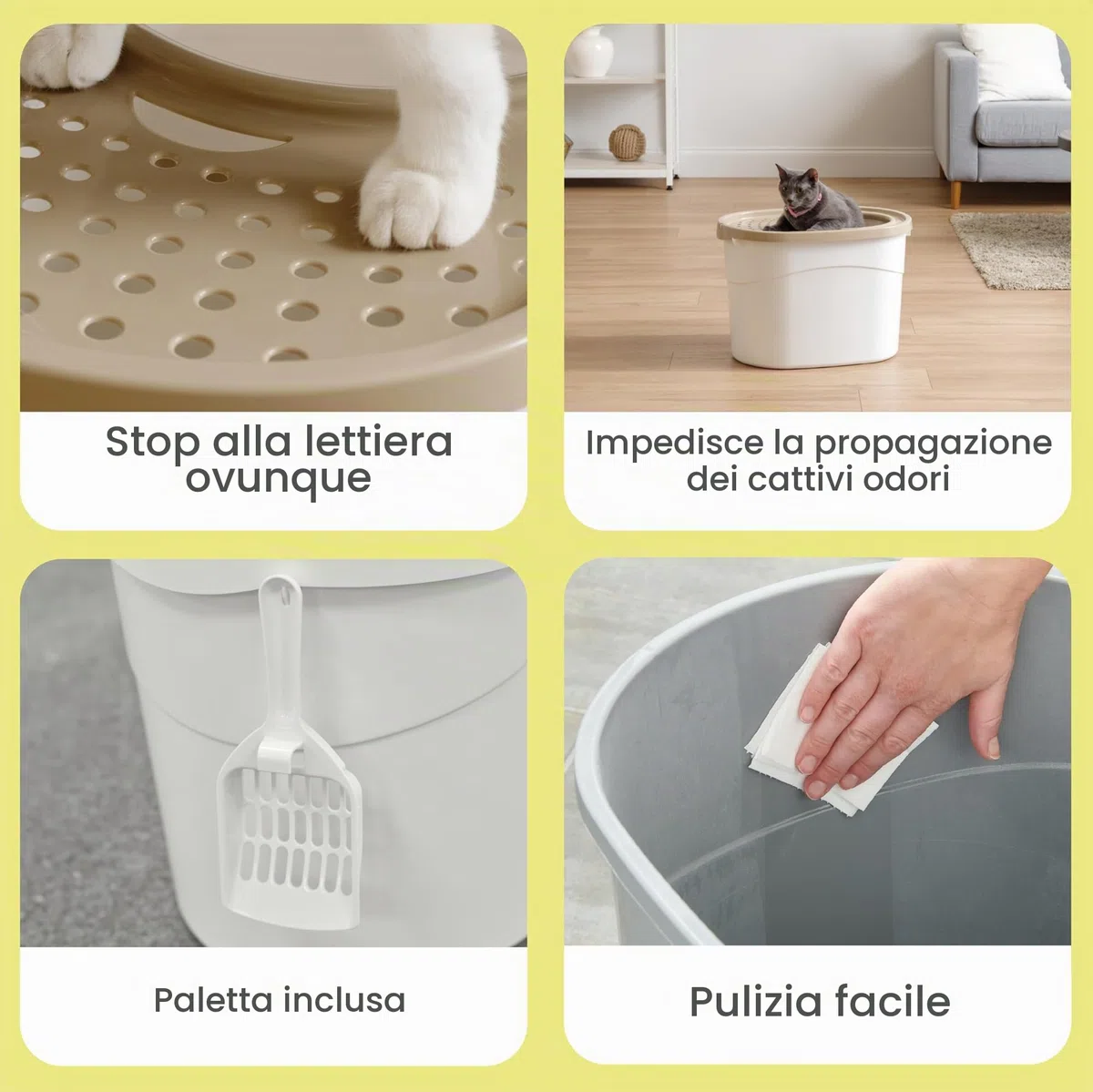 Iris Ohyama Lettiera per Gatti, Fino a 7kg, 1 Pala, Beige, Ingresso Top, Cat Litter Trey, Chiuso, Per Gattini, Lato alto, Con cappuccio, Grande, Senza BPA, Profondo, Facile da pulire, TECL-20