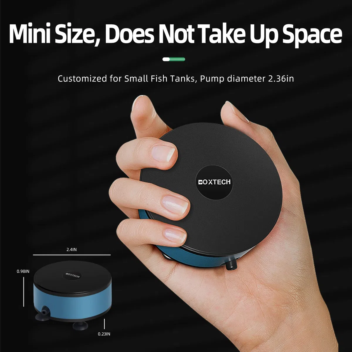 boxtech Pompa d'aria per acquario per acquario, kit per aeratore di ossigeno con pietra d'aria, tubo per mini acquario da 7-30 litri