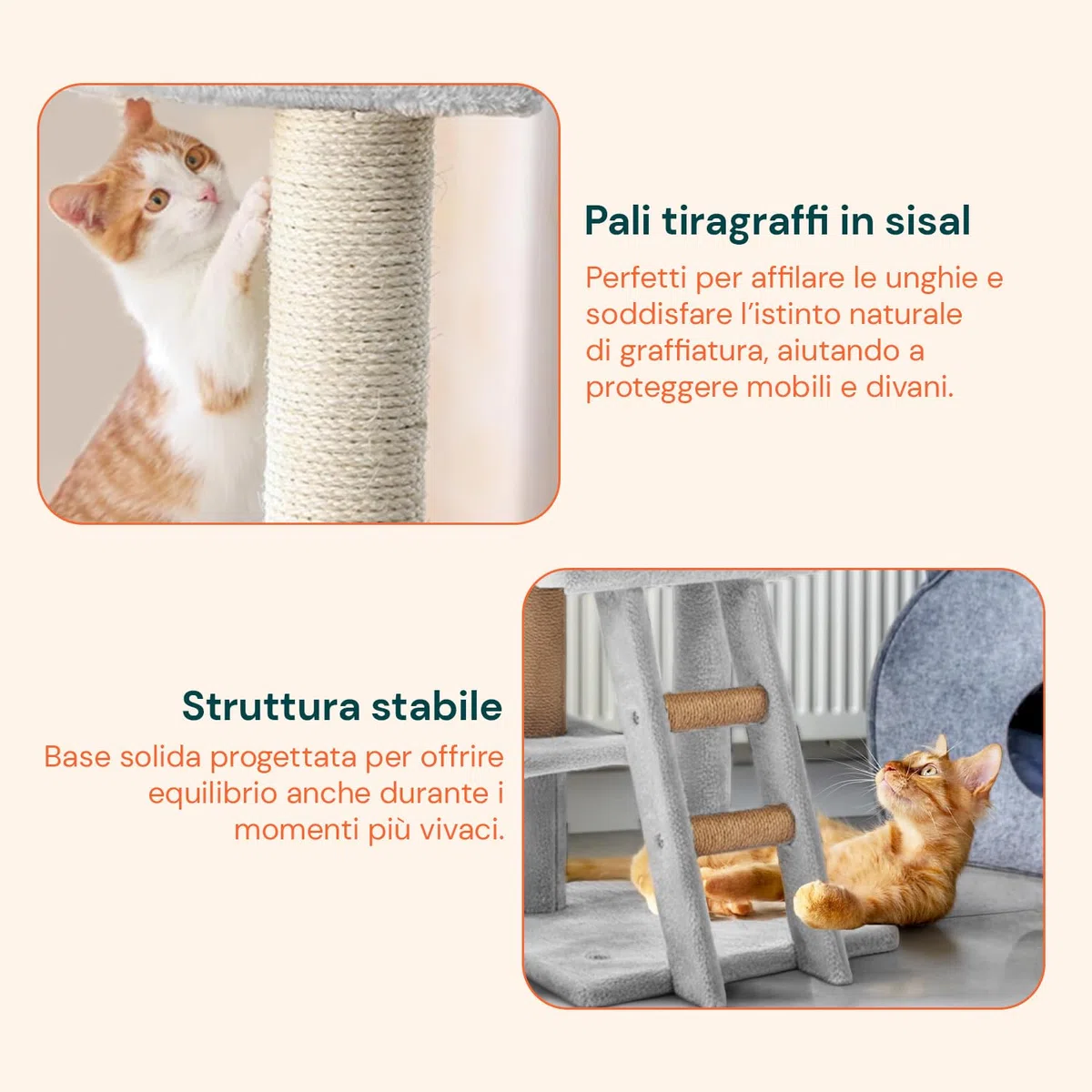 Avilia Albero Tiragraffi per Gatti 92 cm con Cuccia Chiusa e Piattaforme Multilivello – Colonna Sisal Naturale e Scala Integrata, Ideale come Trespolo per Gatti e Giochi in Casa (40x35x92 cm)