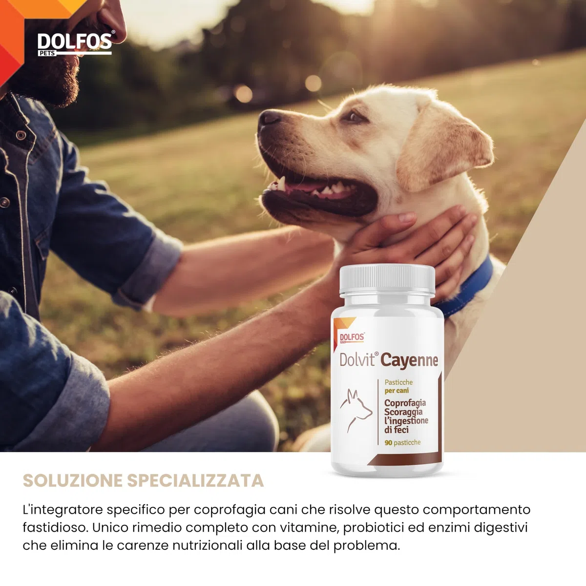 Dolvit Cayenne Coprofagia Cane - 90 Pastiglie masticabili disabituanti, Integratore naturale