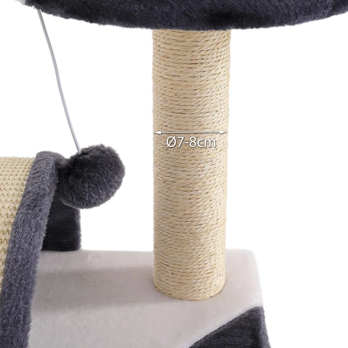 lionto Tiragraffi per Gatto Albero Tiragraffi Gatto Gioco Giocattolo Gatti Altezza 43 cm, Grigio/Bianco