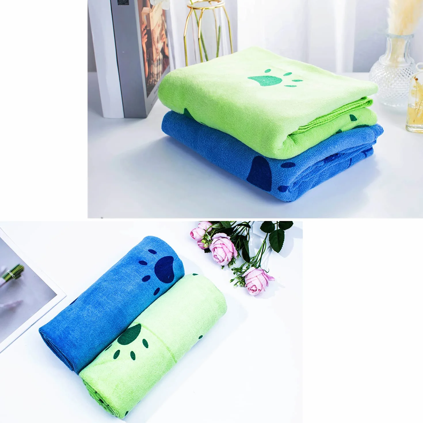 2 Pezzi Asciugamano per Cani in Microfibra Super Assorbent Coperta per Cani Lavabili 140cm x 70cm Asciugamani da Cane Accappatoio Rapido Veloce per Animale Domestici Cani Gatti