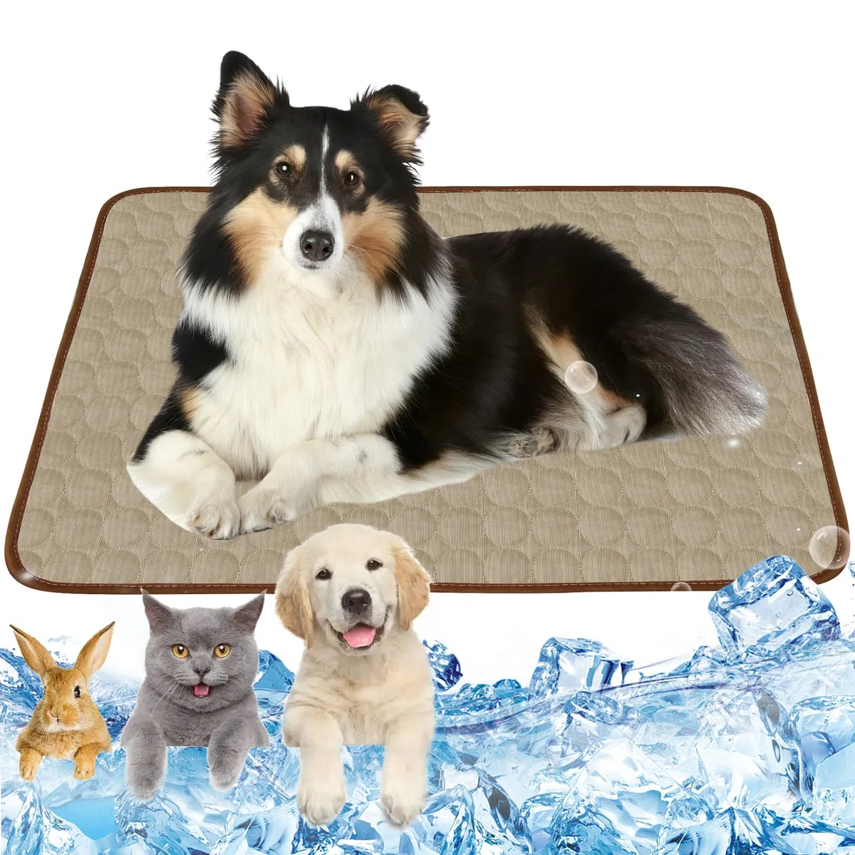 Tappetino rinfrescante per cani, autoraffreddante, 100 x 70 cm, colore marrone, taglia XL, tappetino rinfrescante per gatti, lavabile, per casa, in viaggio o in auto