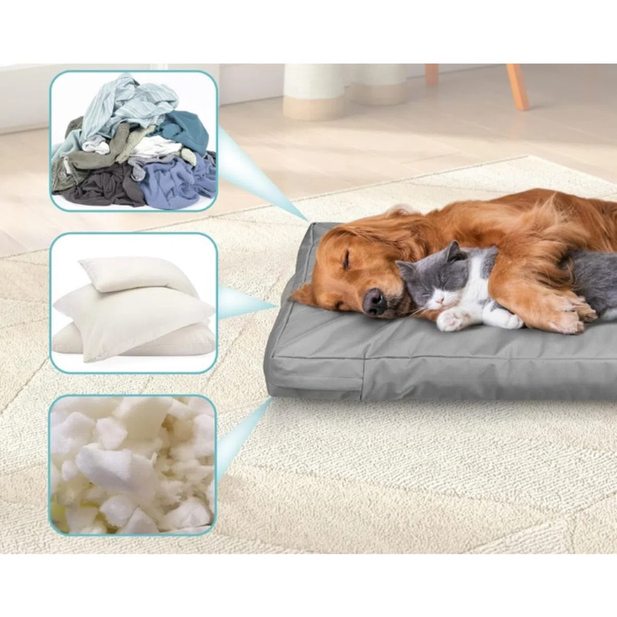 Generico Coprisedili per cucce per Cani, Copriletto per Animali Domestici, Fodera per Cuscino E Tappetino per Gatti E Cani, di Ricambio, Impermeabile, Lavabile, Rimovibile