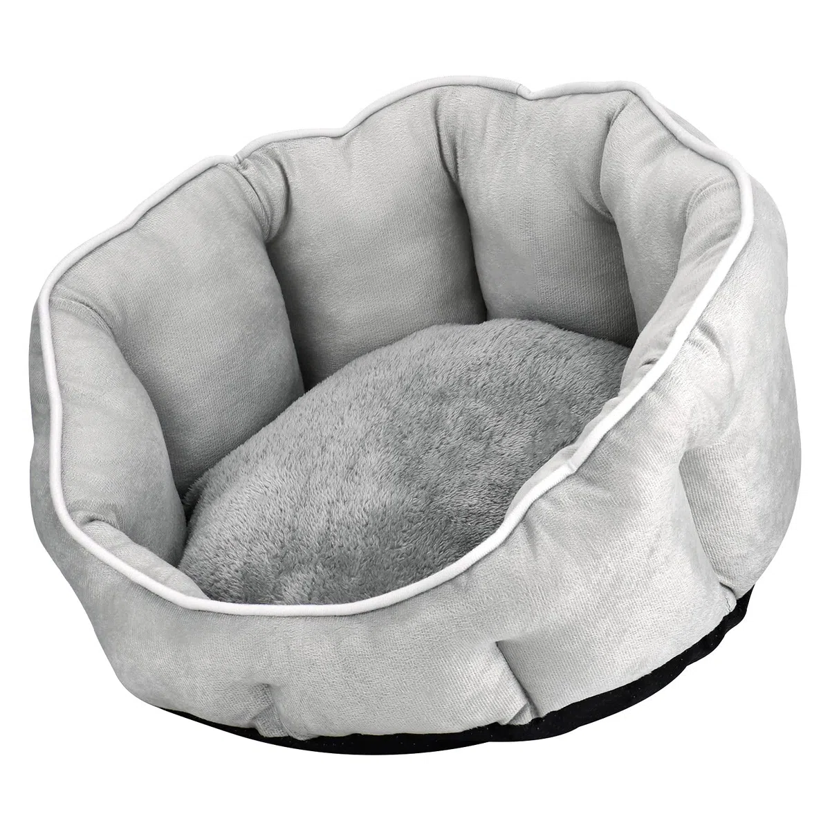 Queta Cuccia per cani, cuccia per cani e gatti, in peluche, morbida, 46 x 46 x 23 cm (grigio)