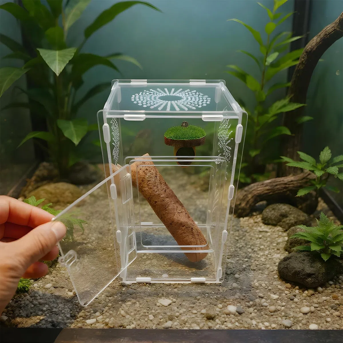 Habitat per ragni che saltano, terrario per piccoli rettili, 30 x 15 x 15 cm, recinzione completamente trasparente, design ventilato sicuro, dimensioni compatte, ideale per bambini, adulti