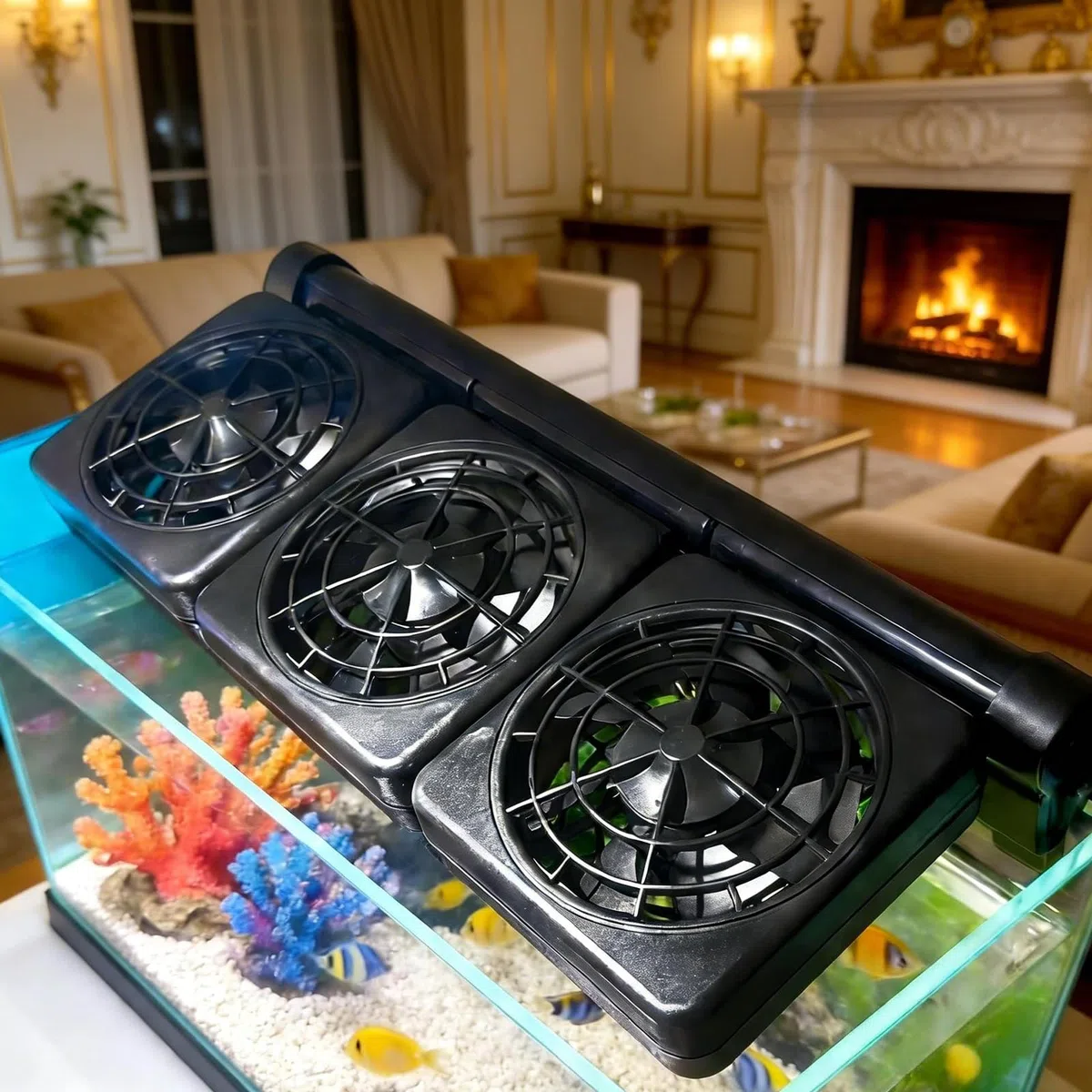 BORDEAG Ventola per acquario, radiatore per acquario, 5 velocità di vento, silenziosa, ventilatore per acquario, ventilatore silenzioso con timer per acquario da 60 cm, 3 ventole