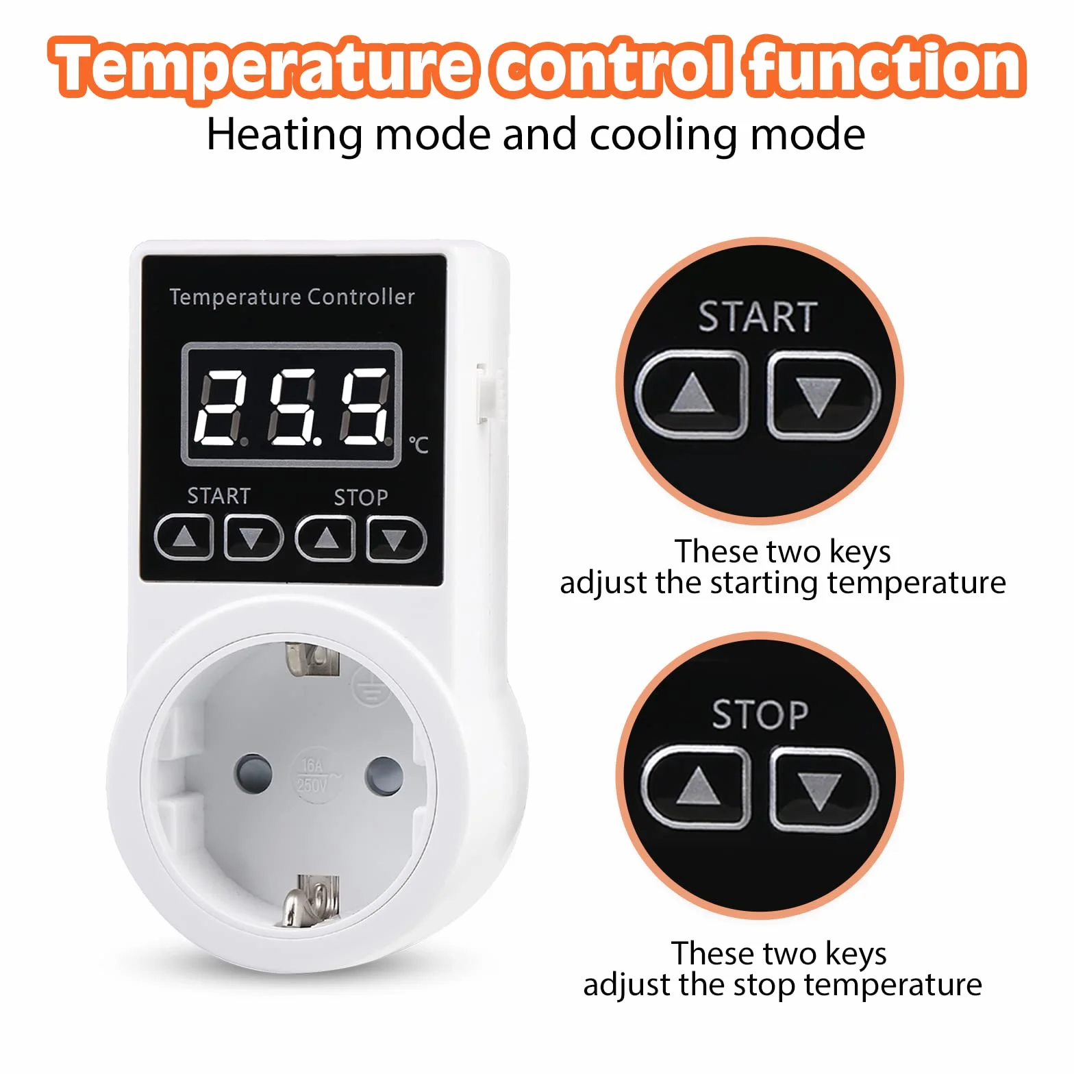 2 prese termostatiche, regolatore di temperatura, regolatore di temperatura digitale con sonda, interruttore di temperatura impermeabile, termostato intelligente per serra, contenitore in vetro,